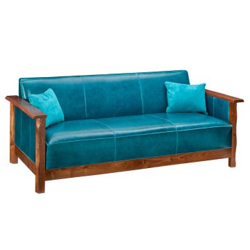 Rustic Tatum Upholstered Natural Wood Sofa