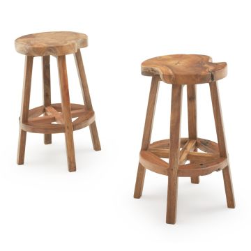 X Marks the Spot Rustic Teak Stool