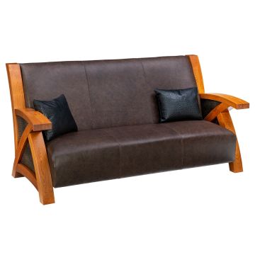 Rustic Zoro Upholstered Natural Wood Sofa