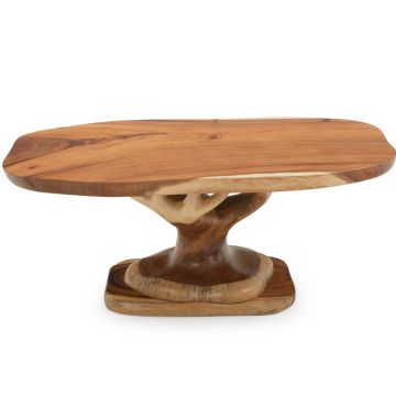 Rustic Craved Log Coffee Table 