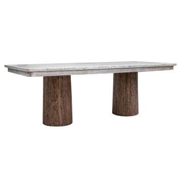 Sahara Double Pedestal Weathered Wood Dining Table