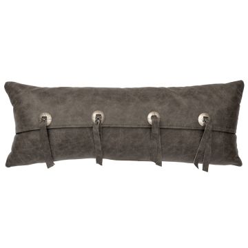 Saloon Grey Leather Decor Pillow