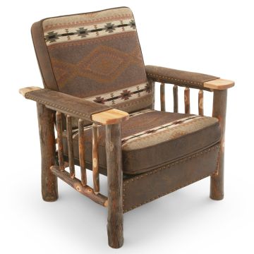 Saranac Hickory Deluxe Log Chair - Apache Stone Dark fabric