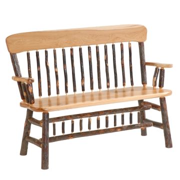 Saranac Hickory Oak Back Bench - With Arms