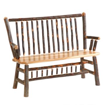 Saranac Hickory Stick Back Bench - With Arms