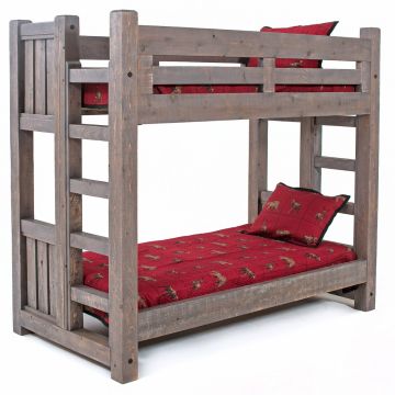 Special - Sawmill Barnwood Twin over Full Bunk Bed in Weathered Gray