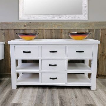 Sawmill Open Shelf Vanity in Driftwood White