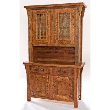 Rocky Creek Rustic Reclaimed Glass Duo Door Hutch