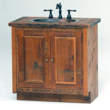 Stony Brooke Rustic Reclaimed 24"-42" Vanity w/ Copper Sink--Sink Center