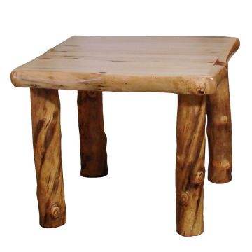 Beartooth Aspen Square Log Dining Table - 48" - Natural Panel & Natural Log