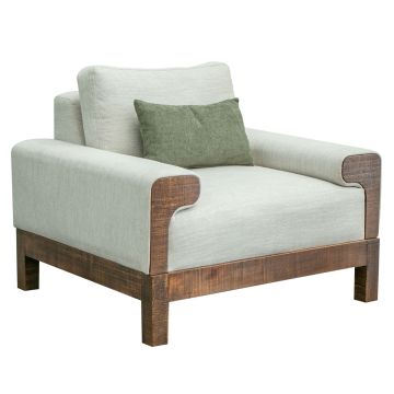Sedona Oyster Upholstered Natural Wood Arm Chair, Shown in Oyster Fabric