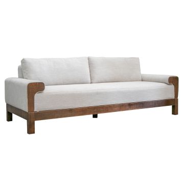 Sedona Oyster Upholstered Natural Wood Sofa, Shown in Oyster Fabric
