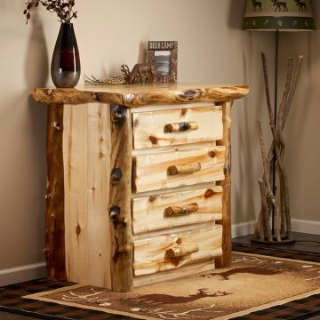 Aspen Lodge 4 Drawer Log Chest--Flat drawer fronts