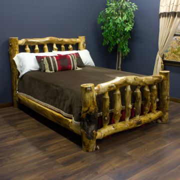 Aspen Lodge Log Bed--Queen bed, Standard 5-6" corner log posts