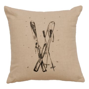 Skis Decor Pillow - Natural Linen