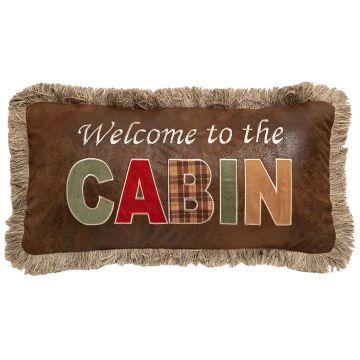 Welcome to the Cabin Faux Leather Pillow