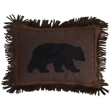 Black Bear Fringe Pillow