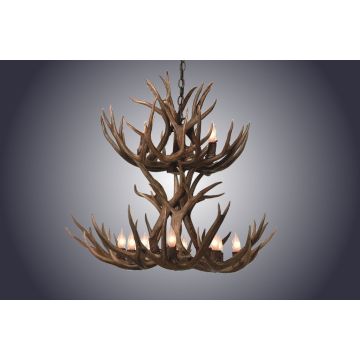 12 Light 2-Tiered Mule Deer Antler Chandelier