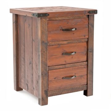 Sawmill 3 Drawer Rough Sawn End Table - Antique Barnwood Finish