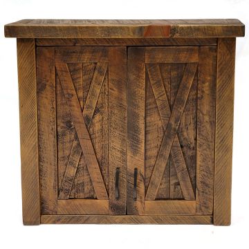 Sawmill Barn Door Toilet Topper Cabinet in Antique Barnwood Finish