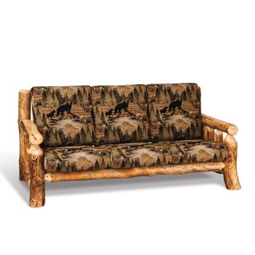 Aspen Highlands Rustic Log Cushioned Sofa - Bradley Fabric