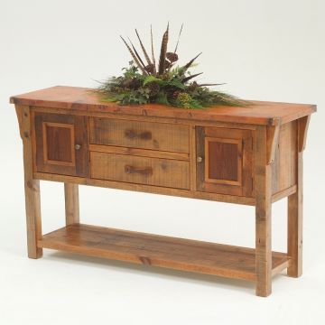 Stony Brooke Rustic Reclaimed Storage Sideboard - 72" w/ Copper Top