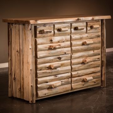 Cedar Lake Logger 10 Drawer Dresser--Clear finish