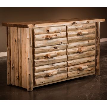 Cedar Lake Logger 6 Drawer Log Dresser--Clear finish