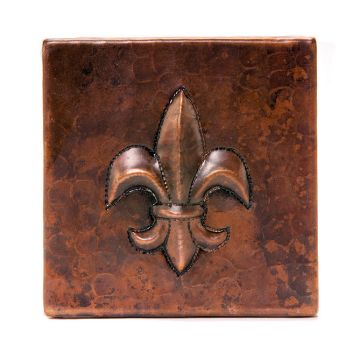 4" x 4" Copper Fleur De Lis Tile Front View