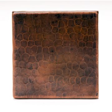4" x 4" Hammered Copper Tile Front View