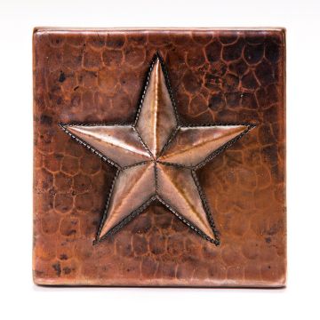 4" x 4" Star Copper Tile Front View