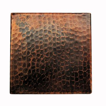 6" x 6" Hammered Copper Tile Front View