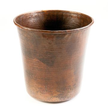 Hand Hammered Copper Waste Bin / Trash Can Front View