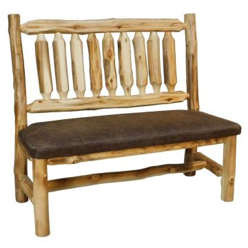 Beartooth Aspen Timberland Dining Chair Bench - 48" - Natural Log - Old Cushion Style