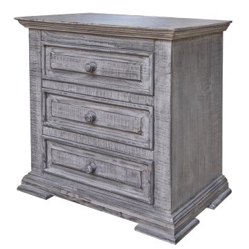 Terra Weathered Gray 3 Drawer Barnwood Nightstand