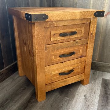 Timber Haven 3 Drawer End Table - Honey Amber Finish