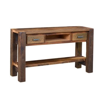 Timber Ridge Rustic Barn Wood TV Console Table - 60" - 2 Drawer - Clear Finish