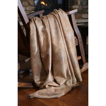 Tobacco Faux Leather Throw