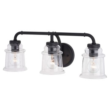 Toledo 3-Light Matte Black Vanity Light