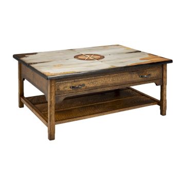 Tradewinds Harker's 1 Drawer Barnwood Coffee Table with Shelf