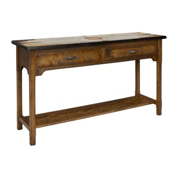 Tradewinds Harker's 2 Drawer Barnwood Sofa Table with Shelf