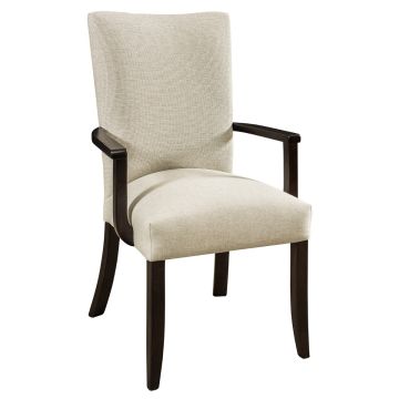 Modern Trenton Upholstered Dining Arm Chair - Briar Finish - Lighthouse Fabric Upholstery
