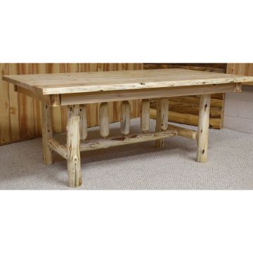 Hidden Lake Cedar Log Trestle Dining Table - 72"L x 42"W - Clear Finish