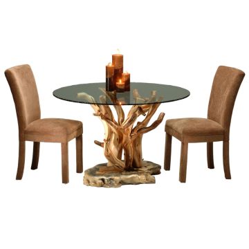 Twisted Trails Juniper Log Slab Base Dining Table