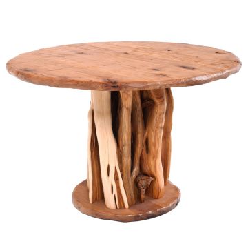 Twisted Trails Round Juniper Log Dining Table