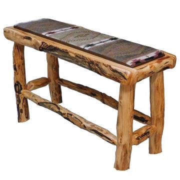 Beartooth Aspen Upholstered Log Pub Benches-48Inch-Gnarly-AST