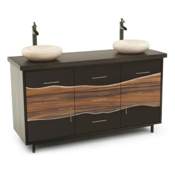Urban Rustic Inverted Wildwood Vanity - Flat Edge Ebony Maple Top