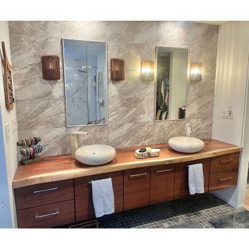 Woodland Natural Wood Floating Bathroom Vanity - Black Walnut