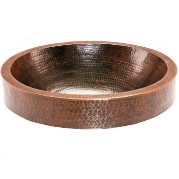 Hammered Copper Skirted Oval Vessel Sink Front View