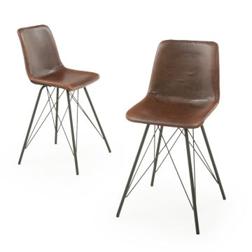 Vogue Upholstered Leather Stool - Burnt Umber Cypress Leather
